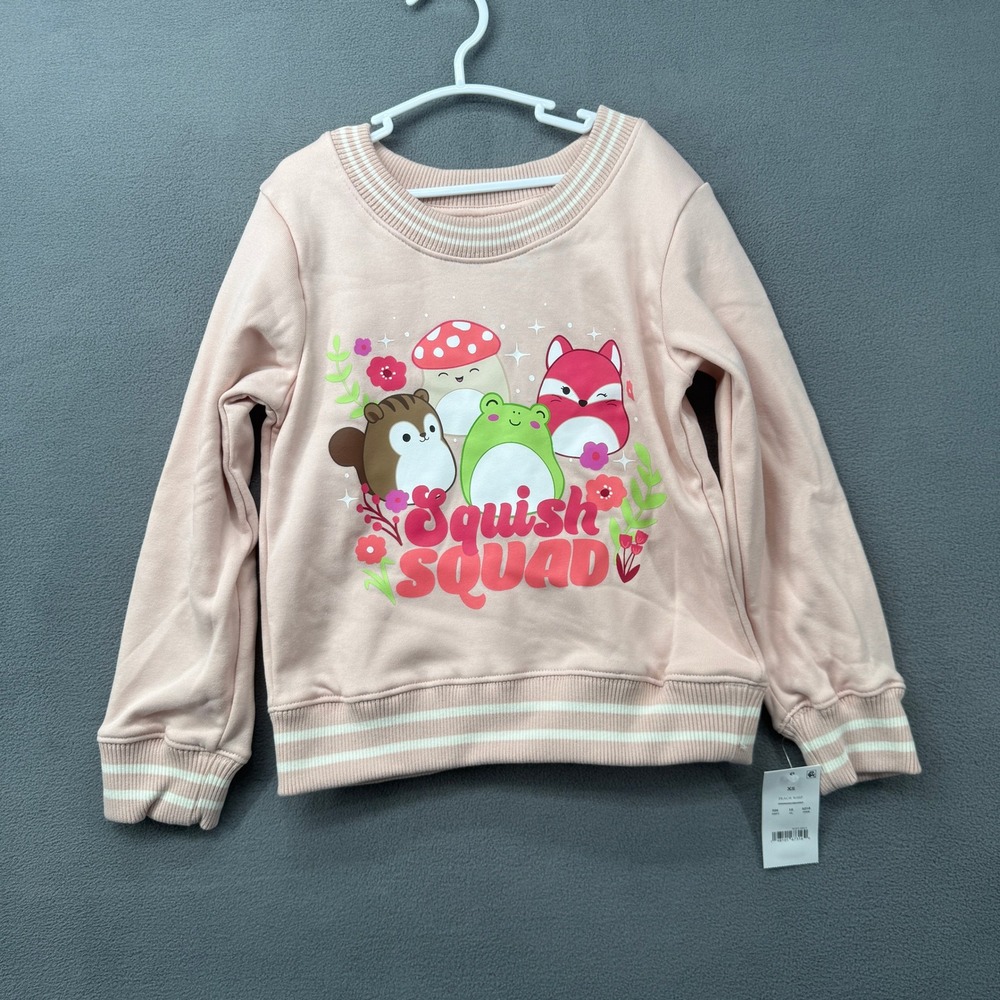 Squishmallows Sweatshirt Girls Squish Squad Graphic Peach Pink XS